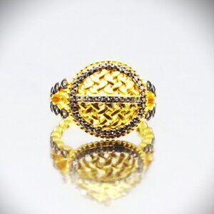 FREIDA ROTHMAN Sterling Silver Black Rhodium CZ  Cocktail Ring Sz 5